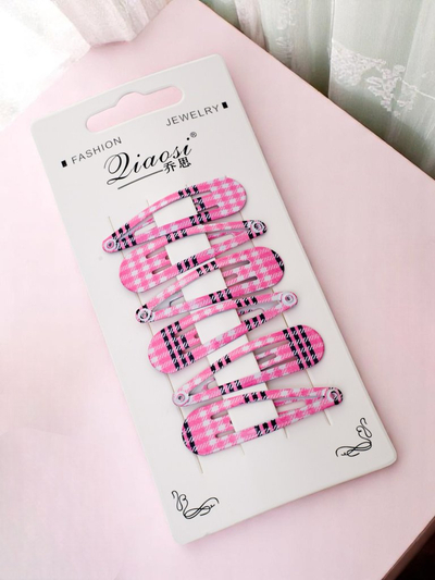 Royalfashion Set of 6 checkered hair clips