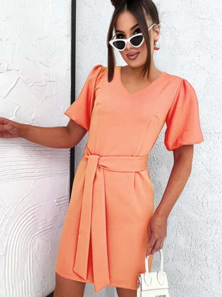 Королевская мода Женское мини-платье с рукавами-люверсами и V-образным вырезом