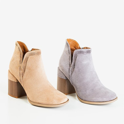 Light brown boots with square heel Lemere - Shoes