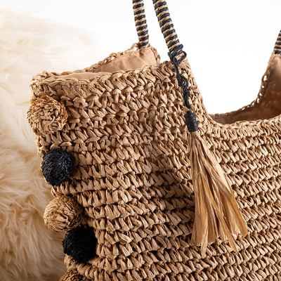 Braided straw bag brown - Accessories