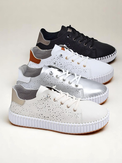 Royalfashion Women's Luna Lace Openwork Sneakers