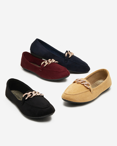 Gaiši brūni sieviešu eko-zamšādas kurpes ar ķēdīti Osylia - Shoes