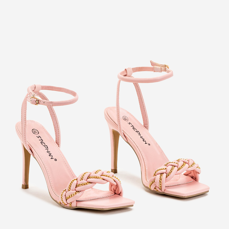 Pink women's sandals on a high heel Tenedi - Footwear