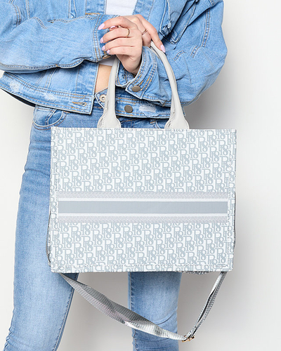 Light gray women's shopper bag with print - Accessories