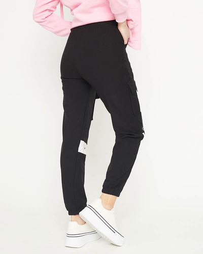 Black women's combat tracksuit bottoms with lettering - Clothing
