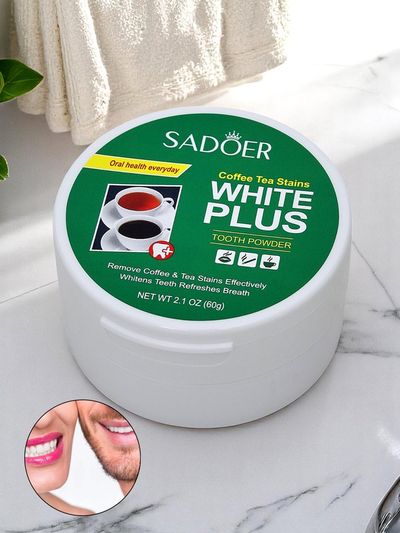 Sadoer Whitening tooth powder removing stains from coffee and tea