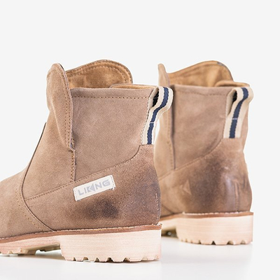 Light brown women's boots with flat heel Judetta - Shoes