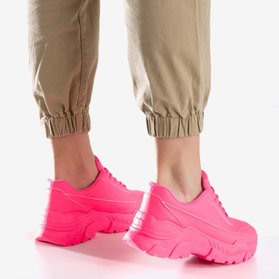 Neon pink women's sneakers on a massive Lera sole - Footwear 1