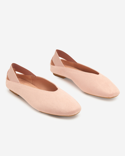 Pink women's ballerinas with a square toe Lojara - Footwear