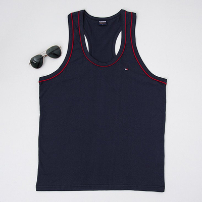 Cotton navy blue men's sleeveless shirt - Clothing