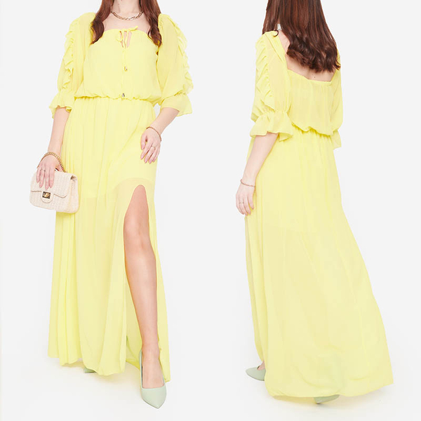 Women's yellow Spanish maxi dress - Clothing