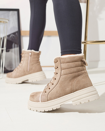 Women's insulated trapper boots in brown color Tivica - Footwear