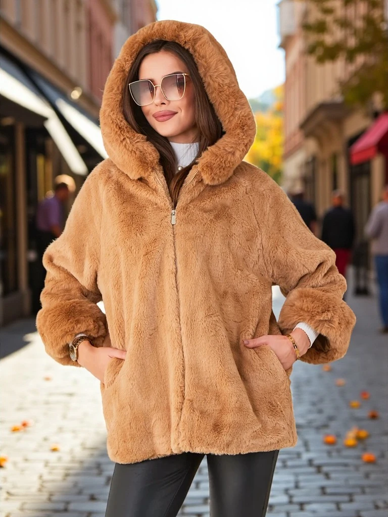 Royalfashion Sieviešu mākslīgā kažoka jaka