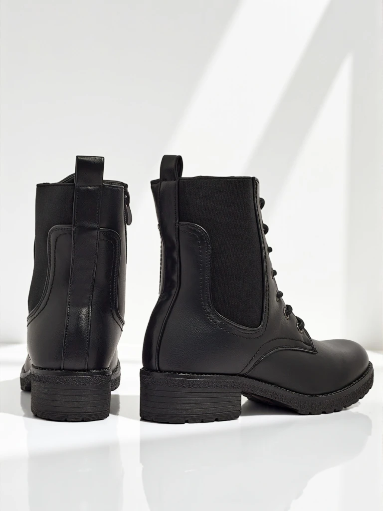 Eco-leather laced women's ankle boots Oslynne