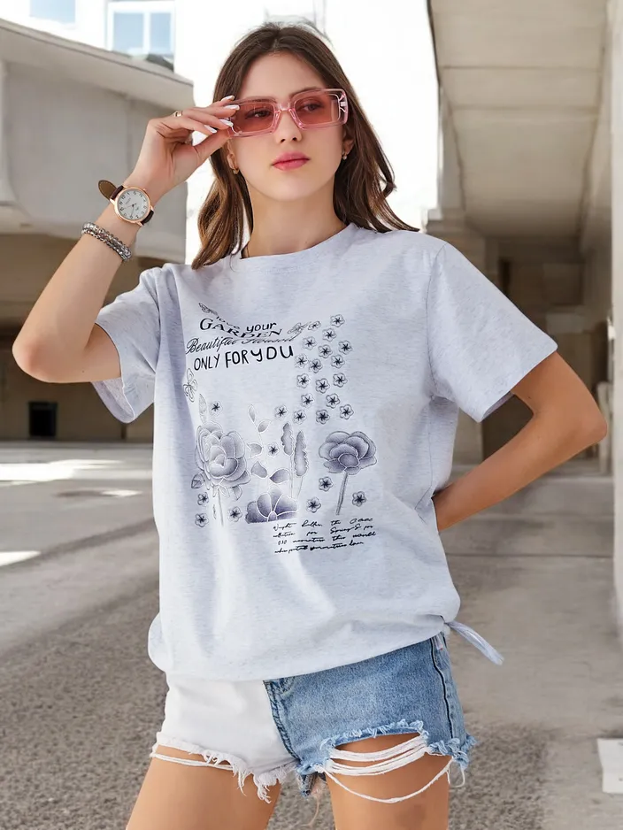 Royalfashion Women's cotton blouse with the inscription