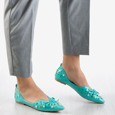 Ladies 'turquoise ballerinas with Lil ornaments - Footwear