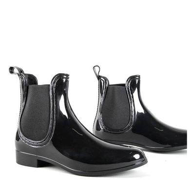 OUTLET Black women's rain boots with an almond toe Idelle - Footwear