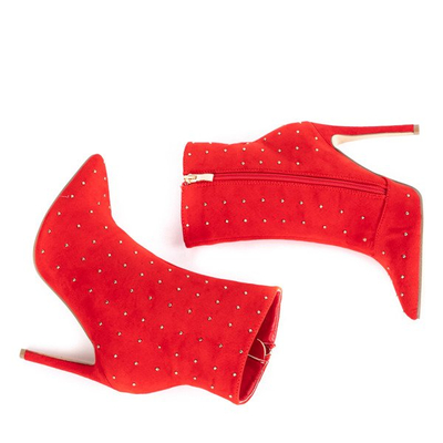 Red ankle boots with Audrey jets - Footwear 1
