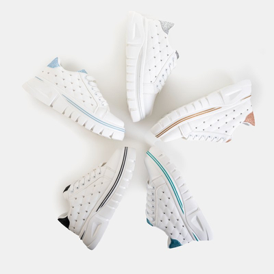 White women's sneakers with a silver glitter insert Yemen - Footwear