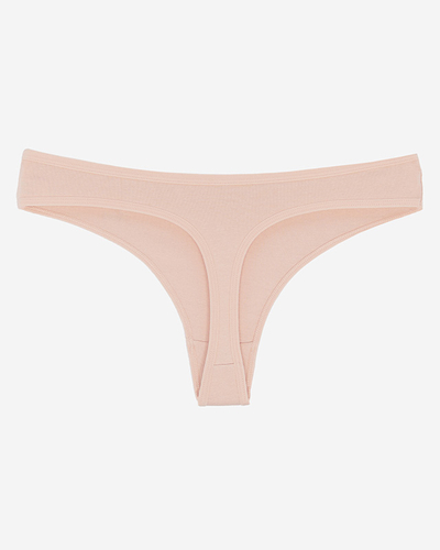 Light pink cotton women's single-color thong with print - Underwear