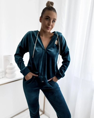 Royalfashion Turquoise women's sweatshirt set with patch