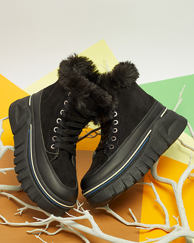 Black women's lace-up platform snow boots Neatesa - Footwear
