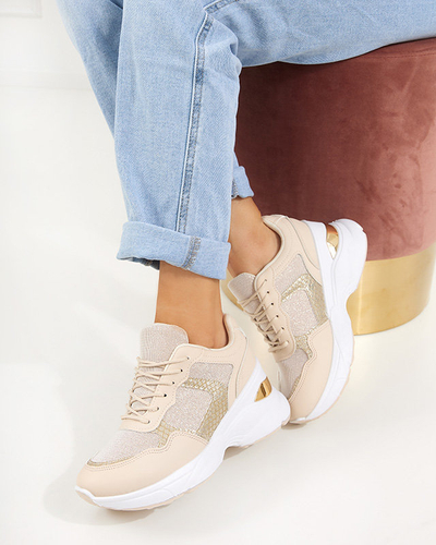 Beige Women's Sneakers with Hidden Anchor Waqsa - Footwear