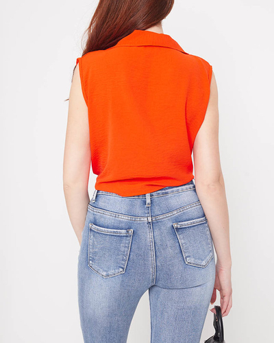 Oranža crop top blūze aizdarāma ar pogām - Apģērbs
