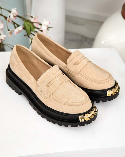 Giulia Beige Eco-Leather Moccasins