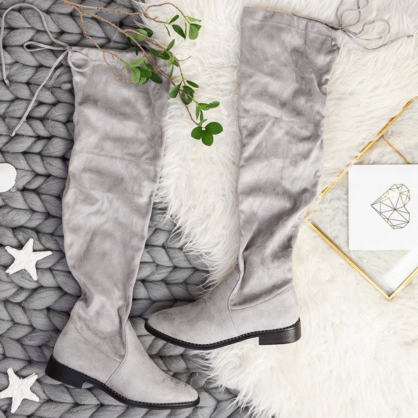 Gray boots from eco - suede Taramina - Footwear 1