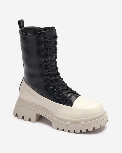 Black and beige women's high boots Susker - Footwear