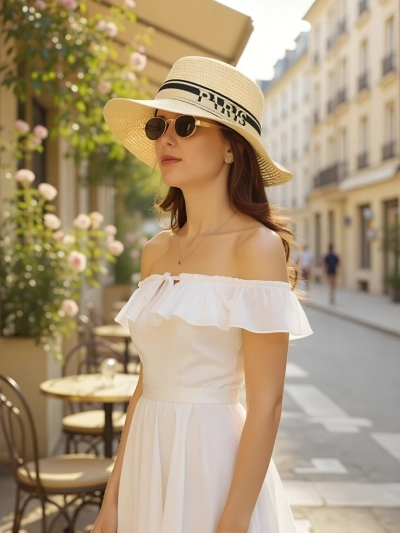 Royalfashion Women's straw hat Elegance Ribbon