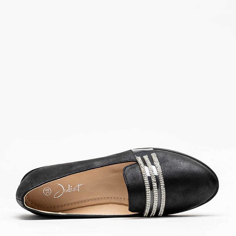 Black women's moccasins with cubic zirconia Kremssa - Footwear