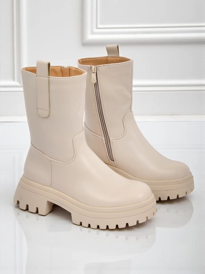 Women's High Eco-Leather Ankle Boots Scarlet Mist