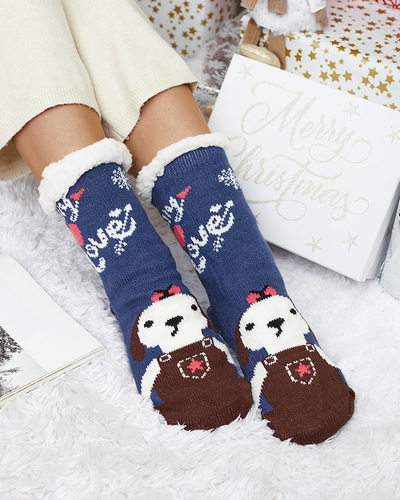 Red women's socks with Christmas pattern - Underwear
