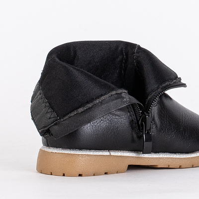 Melni meiteņu zābaki ar dekoratīvu virsu Nokimi - Apavi