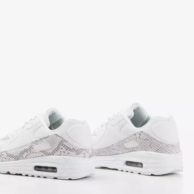 OUTLET Women's white sports shoes with light gray inserts a'la snake skin Silada - Footwear