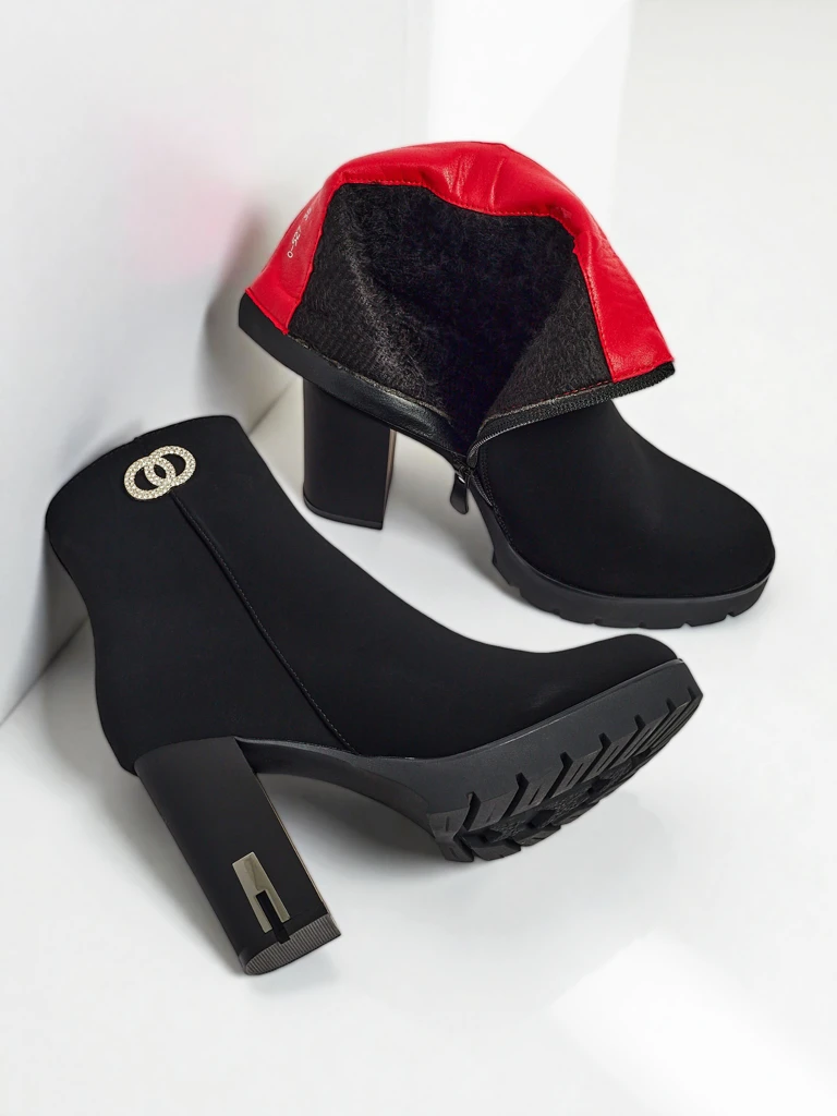 Stella Black Elegant Heel Ankle Boots