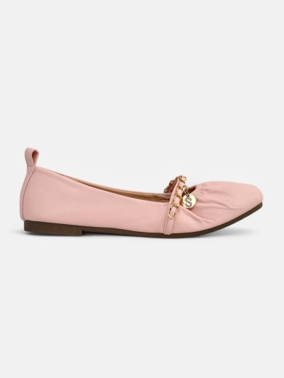 Pink Callista eco-leather ballet flats with a chain - stylish for spring and summer