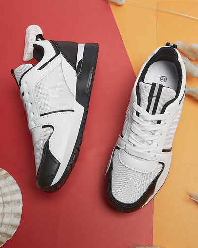 White women's sports shoes with black Ruby inserts - Footwear