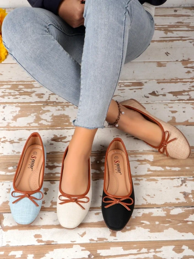 Royalfashion sieviešu baleta kurpes ar mirdzumu un loku Aramie