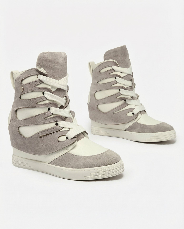 Royalfashion Grey women's sporty boots on a Pamstinsa heel