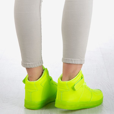 Green neon sports shoes for women luminous Led Love - Footwear