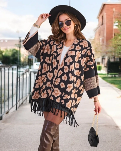 Royalfashion sieviešu pončo ar apdruku