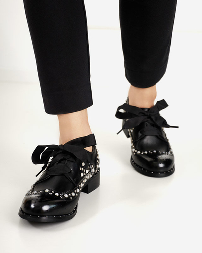 Black women's shoes with pearls Savhirda - Footwear