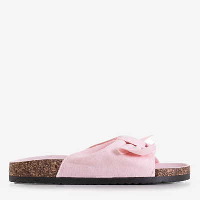 Light pink women's flip-flops with bow Alanza - Footwear