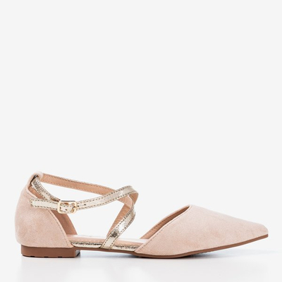 Beige women's ballerinas with flat heels Vosia - Footwear