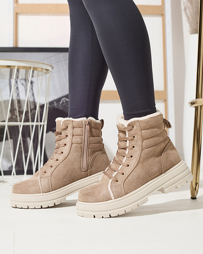 Women's insulated trapper boots in brown color Tivica - Footwear