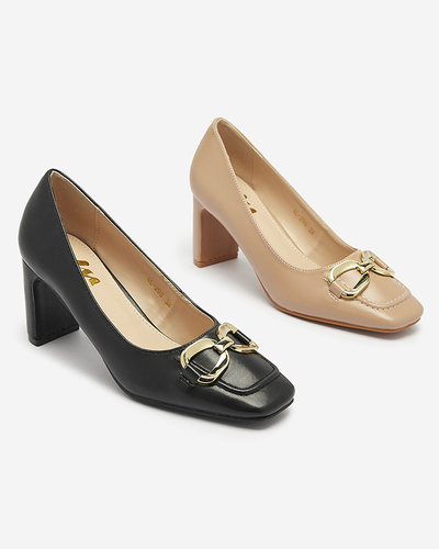 Black women's moccasin style pumps Cancoro- Footwear