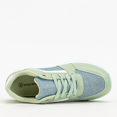 Green women's sports sneakers with glitter Berilan - Footwear